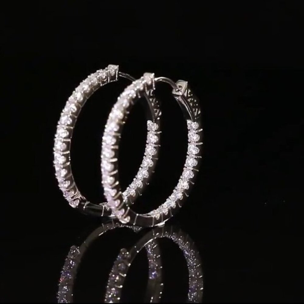 Certified 2.88 ct. t.w. Moissanite Diamond Inside Out Hoop Earrings NEW - Picture 10 of 15